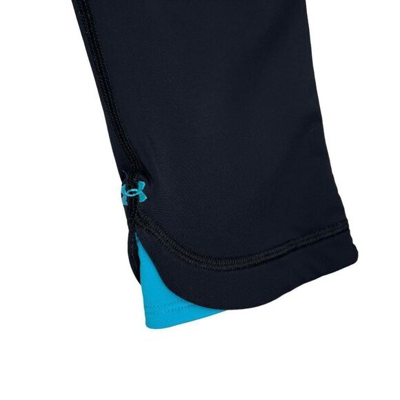 Under Armour Tights Women's Size Small Black Turquoise Capri Leggings - Picture 5 of 11